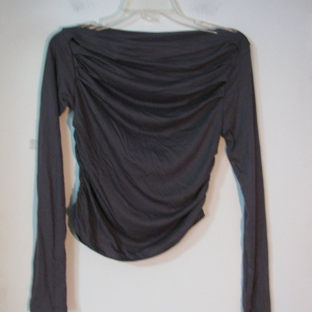 * Unbranded Gray Top NWOT Large Long Sleeve On or Off Shoulders Silky
